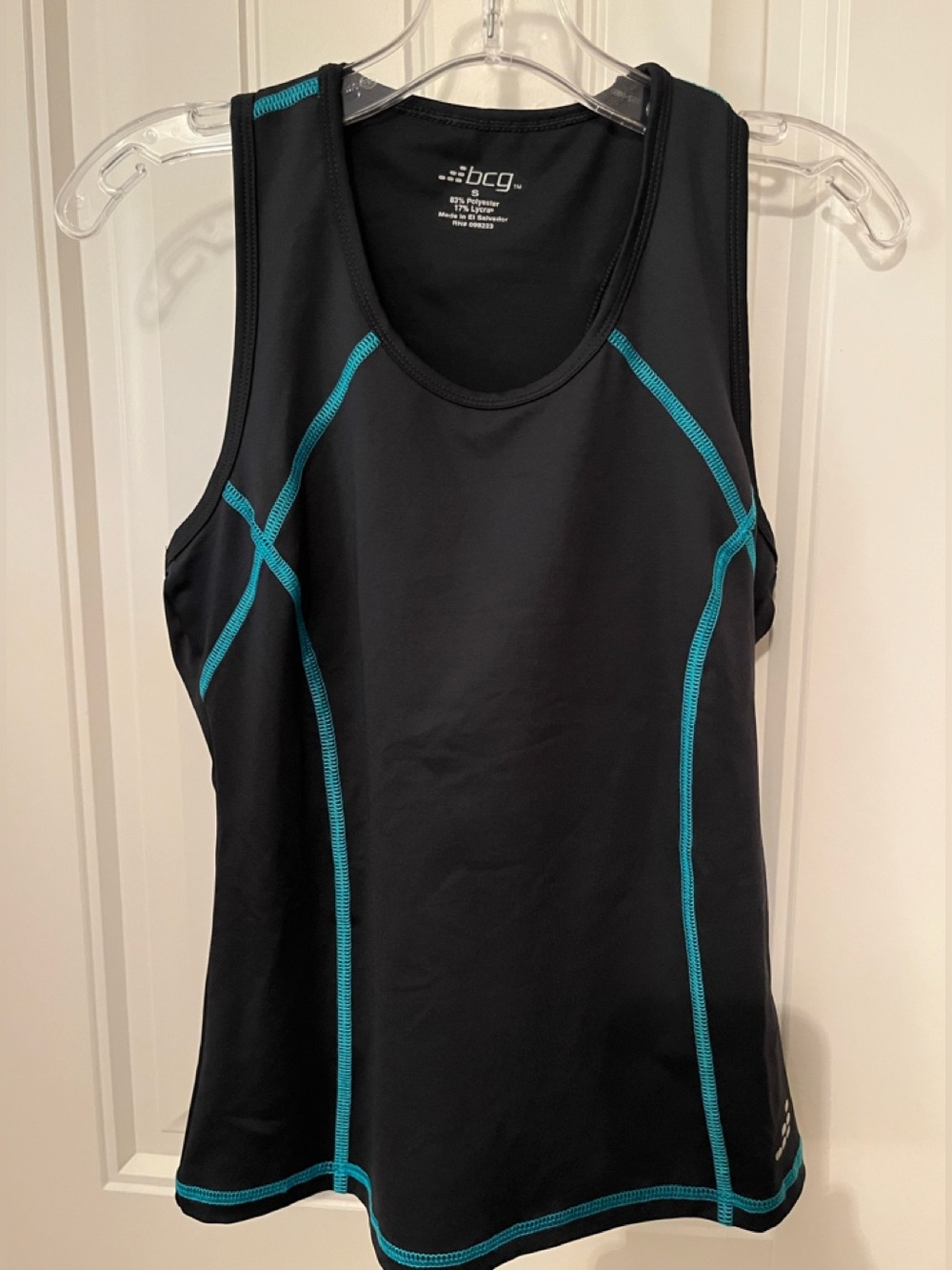 bcg Black Women's Athletic Tank with Teal Contrast Stitching Shelf Bra